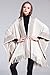 ZLYC Women's Shawl Golden Trim Knit Blanket Wrap Fringe Poncho Coat Cardigan (Khaki)