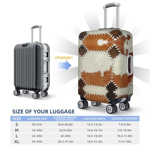 Spandex Travel Luggage Cover Printed Vintage Cow Print Double-Sided Suitcase Protector Bag,Dust-Proof Anti-Scratch Washable Baggage Covers For Kid Adult,Medium 6