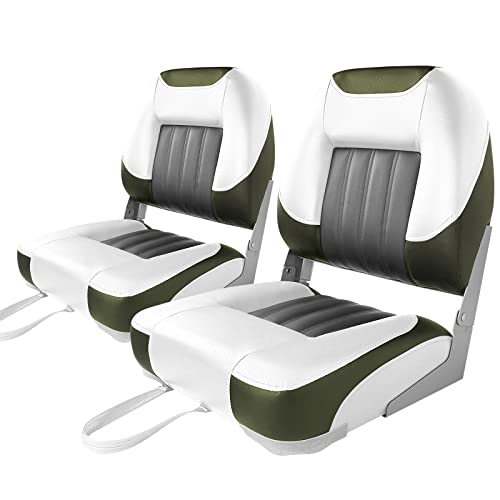 XGEAR Deluxe Low Back Boat Seat White/Green 2 Seats