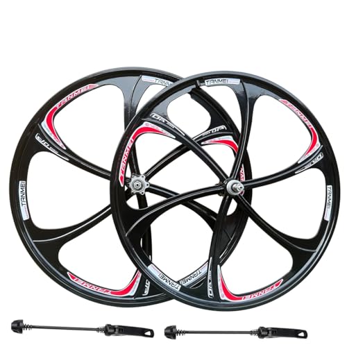 ZCXBHD 26" ܂肽ݎ]ԗp }OlVE BMX zC[Zbg 6 {X|[N s[X\ ]ԃfBXNu[LΉ 100/135mm nu 6-9[^[(Black-Red,Pair)