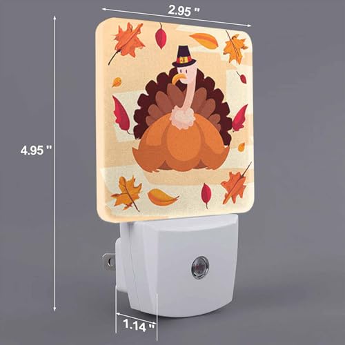 Image of LED Night Light Plug into Wall with Dusk to Dawn Light Sensor White Energy Efficient Thanksgiving Holliday Turkey Pumpkin Leaves Nightlight for Bedroom Bathroom Hallway Living Room Kitchen