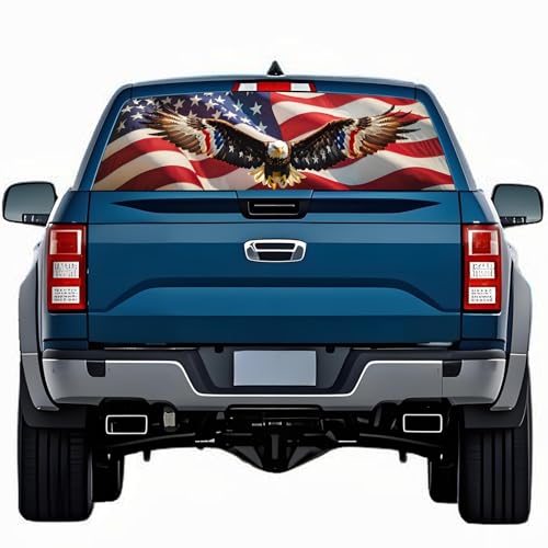 Tobethay Rear Window Decals for Trucks - 65x17.3 in Back Window Decals Fit Most Pickup Trucks SUV, Vinyl American Flag Back Window Decal Truck Rear Window Graphics for Personalized Decoration