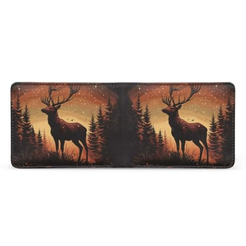 Image of Coldinair Elk Teen Boys Wallet Galaxy Forest Kids Wallet for Teen 9-12 /8-12 /12-14 PU Leather Bifold Rfid Blocking Wallet Slim Coin Purses for Men,Boy,Teen