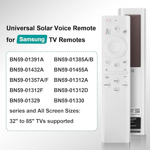 Image of BN59-01391A Solar Voice Remote for Samsung Frame TV Remote Replacement with Voice Search, Apps and Solar Charging for Samsung 2021-2025 Neo LED Smart 4K Ultra HD TV, 4 Shortcut Buttons