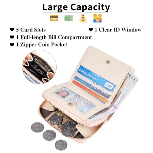 Image of GAEKEAO Small Wallet for Women RFID Blocking Vegan Leather Floral Ladies Purse Bifold Compact Card Holder with Zipper Pocket