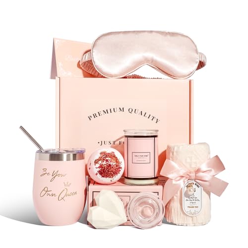 BOOMBOOMBOOM Spa Gift Set, with Scented Candles & Bath Bombs Bath Soap & Towel, Blindfold, Cup, Home Spa for Relaxing, & Birthday Gift for Women