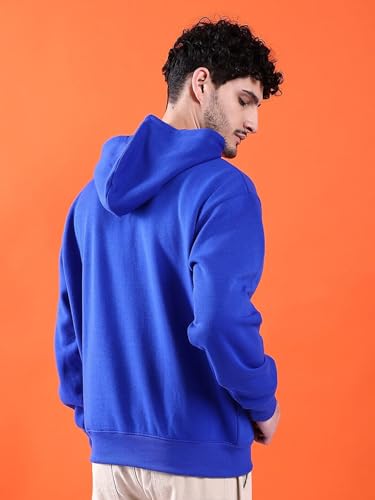 Image of The Indian Garage Co Men Regular Fit Solid Overhead Hooded Sweatshirt