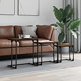 LLEZKBR Furniture Select-Mesas auxiliares anidadas de madera de roble marrón, 3 piezas