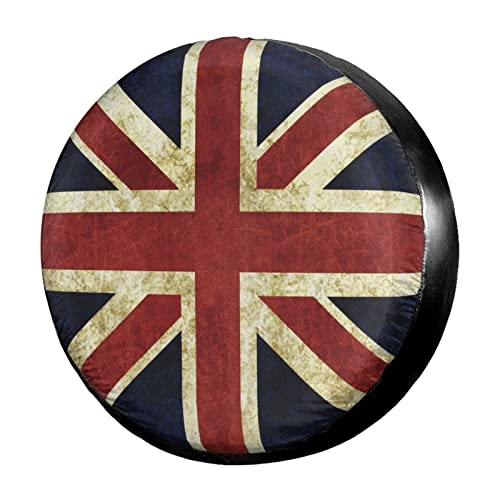 Image of Vintage Union Jack British Flag Spare Tire Cover Dust-Proof Wheel Tire Cover Fit Trailer, RV, SUV and Many Vehicle 17 Inch