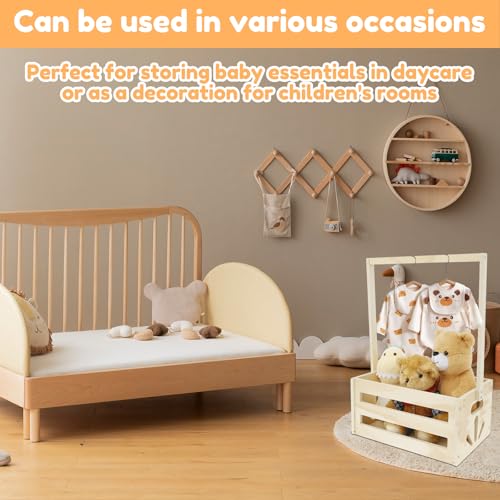 ZJRDYYK Wooden Baby Shower Crate Closet, Baby Storage Crate with Handle, Wood Basket for Baby Shower Gifts, Baby Shower Wooden Basket, Wooden Shower Party Crate Closet, 13\"*9\"*21\" - Thumbnail 7