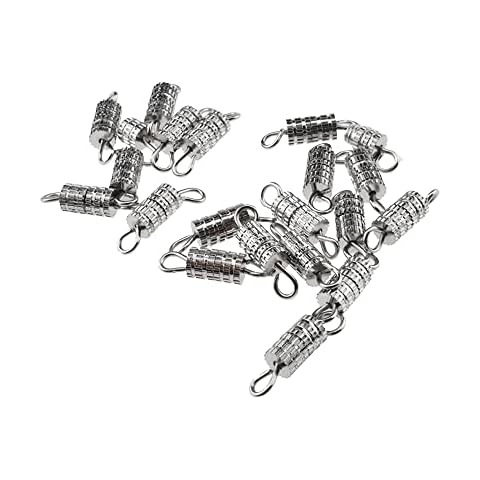 Hahiyo 15mm Length Jewelry Barrel Screw Quick Tighten Strong Connection Coordinate Beautifully Twist Clasps Hole Tube Fastener Cord End Caps Silver 60 PCS for Waist Beads Anklets Necklaces Cover