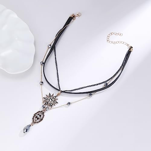 AILUOR Multilayer Necklace, Vintage Star Choker Chain Leather Pendant Layer for Women Jewelry2