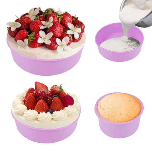 Moldes Silicona Redondos Reposteria 10/15/20cm,3 Piezas Silicona Redondo para Hornear, Molde de Silicona Flexible para Tartas,Molde de Silicona Redondo Antiadherente para Tarta Queso,Pastel Reposteria