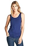 Solid Extra Soft Viscose Made from Bamboo Sleeveless Tank Top Undershirt for Women- Made in USA (Small, Navy)