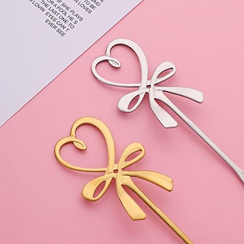 Silverware Flatware Set, 1/4/6/8/10 Love Hanging Cup Spoon Dessert Spoon 304 Stainless Steel Spoon Wedding Souvenir Stirring Coffee Spoon (Color : Silver, Size : 10Pcs)