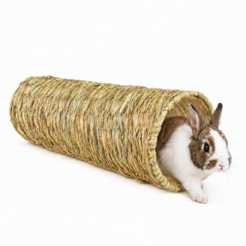 XXL Grastunnel für Kaninchen & Meerschweinchen – 65 x 18 x 18 cm – Natürlicher Nagertunnel aus Gras – Spieltunnel, Versteck & Rückzugsort zum Knabbern