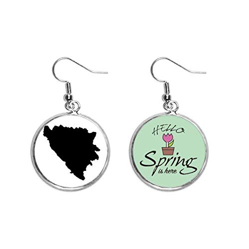 Pendientes de Bosnia y Herzegovina mapa de pais para regalar como joyeria de primavera