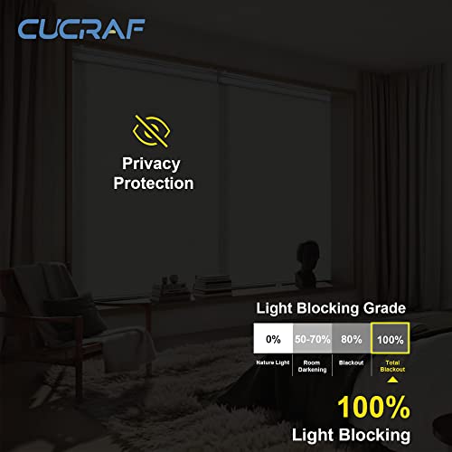 Cucraf Roller Window Shades Cordless,100% Blackout Blinds For Windows,Thermal Insulated Window Blinds For Home,Light Blocking Uv Protection,Easy To Install,Beige, 24" W X 72" H #TOP5