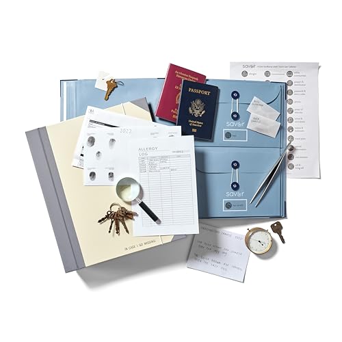 The Folio If I Die Binder Organizer with Labels by Savor | Acid-Free Important Document Organizer with 10 Pockets Document Holder for Birth Certificate Wills and Investment Plans (Slate)