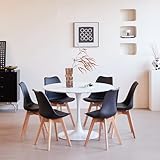 mesa y 6 sillas de pino Recibirás una mesa de comedor redonda y 4 sillas escandinavas. Tenga en cuenta que la mesa y las sillas se entregan en dos paquetes separados y puede que los reciba en momentos diferentes