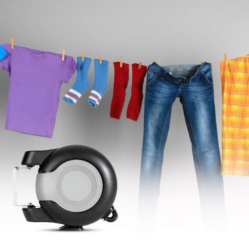 Retractable Wall-Mounted Clothes Line, 30 Metres, Twin Cable, 2 x 15m Drying Space, Black - Image 6