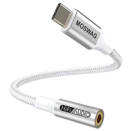 Cables De Audio Adaptador USB C a Conector de Auriculares de 3,5 mm, MOSWAG Cable USB C a Audio Auxiliar Dongle Cable Compatible con Pixel 4...
