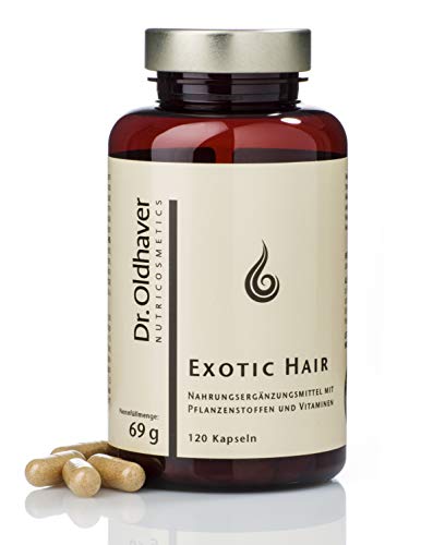 Dr. Oldhaver Exotic Hair Haar-Kapseln, pflanzliche Haar Vitamine für volles Haar und gegen Haarausfall, wertvolle Nahrungsergänzung, Haarwachstum fördern, 120 Kapseln Cover