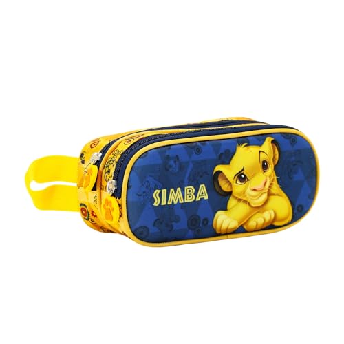 Disney El Rey León Simba Rest-Estuche Portatodo 3D Doble, Azul Oscuro, 22 x 9.5 cm