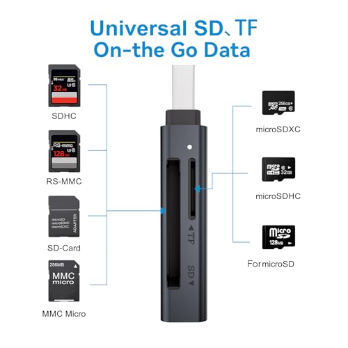 Image of SD Card Reader, High-Speed USB C to Micro SD Card Adapter USB 3.0 Dual Slots, Memory Card Reader for SD /Micro SD /SDHC /SDXC /MMC, Compatible with MacBook Pro /Air, Chromebook, Android (48G)