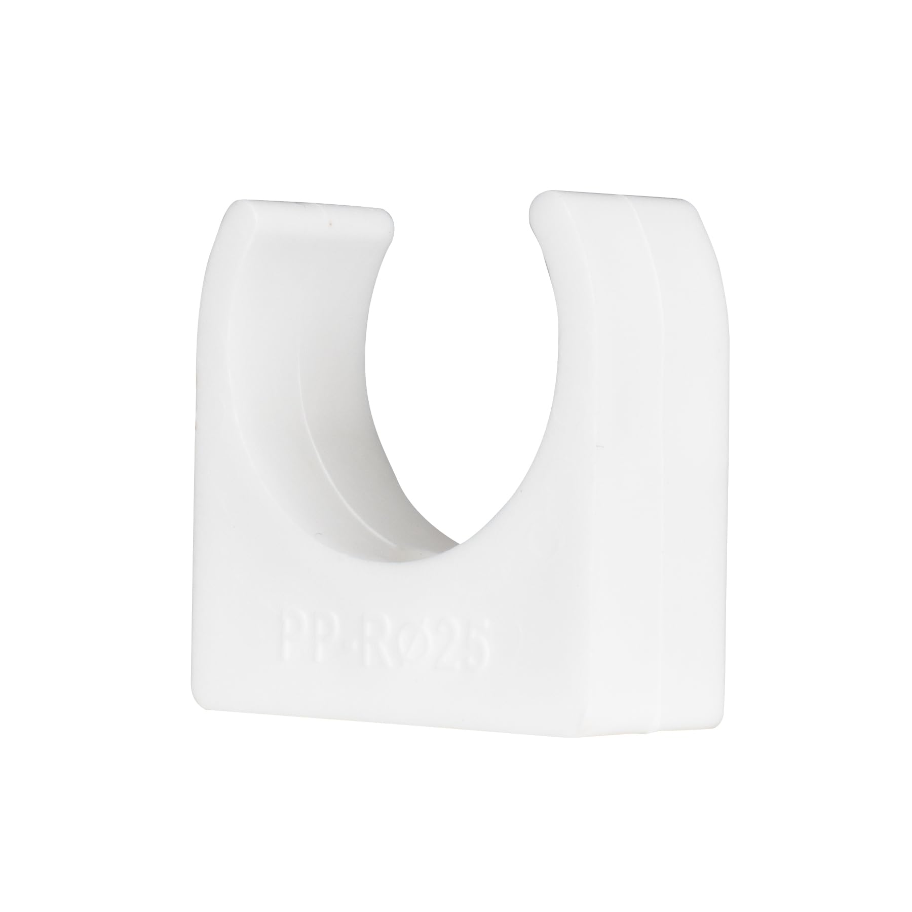 TekTools White Plastic Open Pipe Clips 25mm - Pack of 200 - Durable and Versatile Push-Fit Conduit Fitting, Snap-in Design Clamp Clips, Single Screw Fixings.