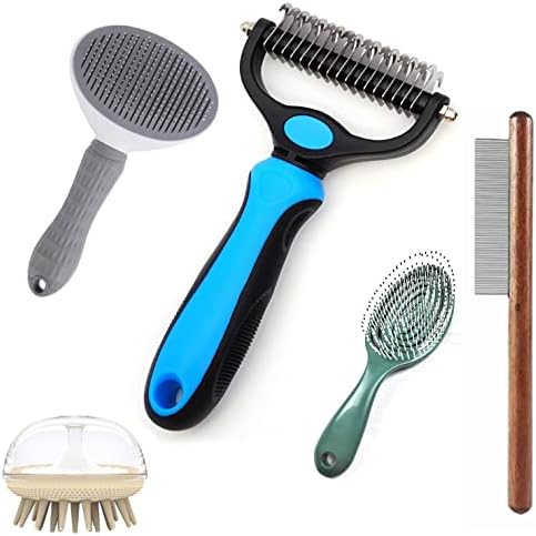 Dogs and Cats Grooming Comb Complete Set, Use for Pet's Combing, Brushing, Detangling, Dematting, Deshedding, Flea Remover, and Massages and More!. All In One Value Selection, For Dogs and Cats of All Ages