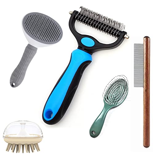 Dogs And Cats Grooming Comb Complete Set, Use For Pet's Combing, Brushing, Detangling, Dematting, Deshedding, Flea Remover, And Massages And More!. All In One Value Selection, For Dogs And Cats Of All Ages #TOP1