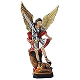 GJXY Erzengel Michael Skulptur,Saint Michael Besiegt Satan Figur,Wohnzimmer Und Gartenharz SammlerstüCke Dekoration Ornamente,ReligiöSes Geschenk,A