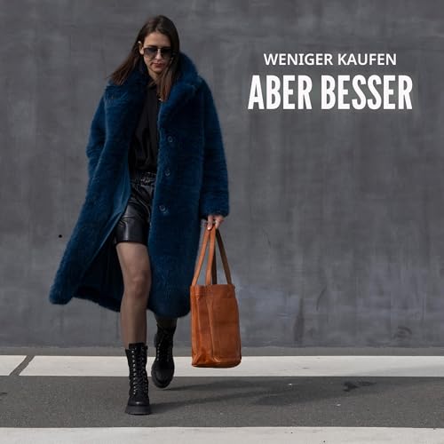 Foto von Berliner Bags Shopper Seville Vintage, Groß Henkeltasche aus Leder - Braun