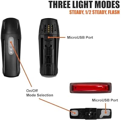 BV Bike Lights, Super Bright with 5 LED Bike Headlight & 3 LED Rear, Bike Lights for Night Riding with Quick-Release, Waterproof Bicycle Light Set, Bike Accessories, Bicycle Accessories, Flashlight