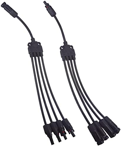 Leehitech 1 Pair Solar Panel Plug Y Connector 1 to 4 Y Type Solar Cable Plug (M/FFFF & F/MMMM) Waterproof Solar Panel Adapter Cable