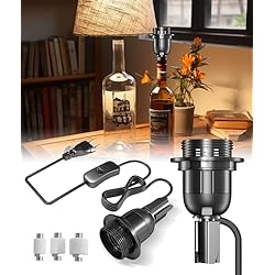 Lampara Botellas DoRight E27 Soporte para lámpara de botella con interruptor y enchufe Adaptador de botella E27, kit de adaptador de lámpara de botella para lámpara de mesa de botella de vino DIY - Negro 2 unidades