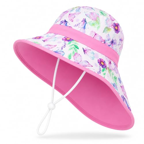 Image of VRITRAZ Sun Protection UPF50+ Bucket Hat Toddler Summer Beach Play Hats with Neck Flap for Girl, Boy, Kids Summer Hat, Bucket Hat for Kids Ages 3-10 Years
