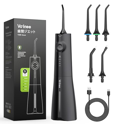Voinee Care Irrigador bucal Portátil a Batería, con 5 Boquillas 5 Modos 300ML Multifuncional...