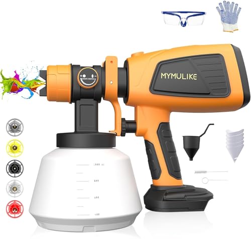 Pulverizador de pintura inalámbrico para vallas, muebles, armarios, paredes, pistola pulverizadora de pintura de mano para pintura en casa, 3 patrones de pulverización y tanque de 1000 ml, compatible