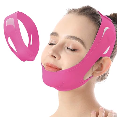 V Line Lifting Mask, V-Line Mask, Dual Lifting Sculpting, Reusable chin strap for sleeping, Face Toning Belts, Double Chin and Sagging Shape and Tighten Face, Jaw Exerciser (Rose)