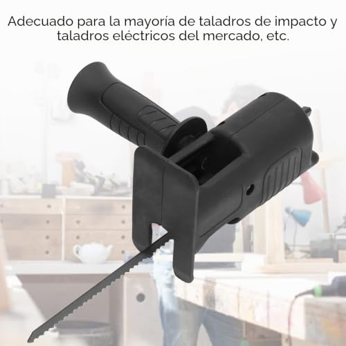 Miniatura 8 de Kit De Accesorios Para Sierra Recíproca, Taladro Eléctrico Portátil Convertible En Adaptador Para Sierra Recíproca, Compatible Con Taladros Inalámbricos, Con Hojas Para Cortar Metal Y Madera