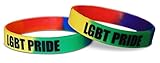 Novel Merk LGBT Gay Pride & I Support LGBT Rights Rainbow Silicone Rubber Band Wristband Bracelet Accessory