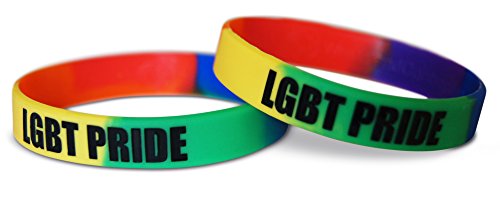 Novel Merk LGBT Gay Pride & I Support LGBT Rights Rainbow Silicone Rubber Band Wristband Bracelet Accessory
