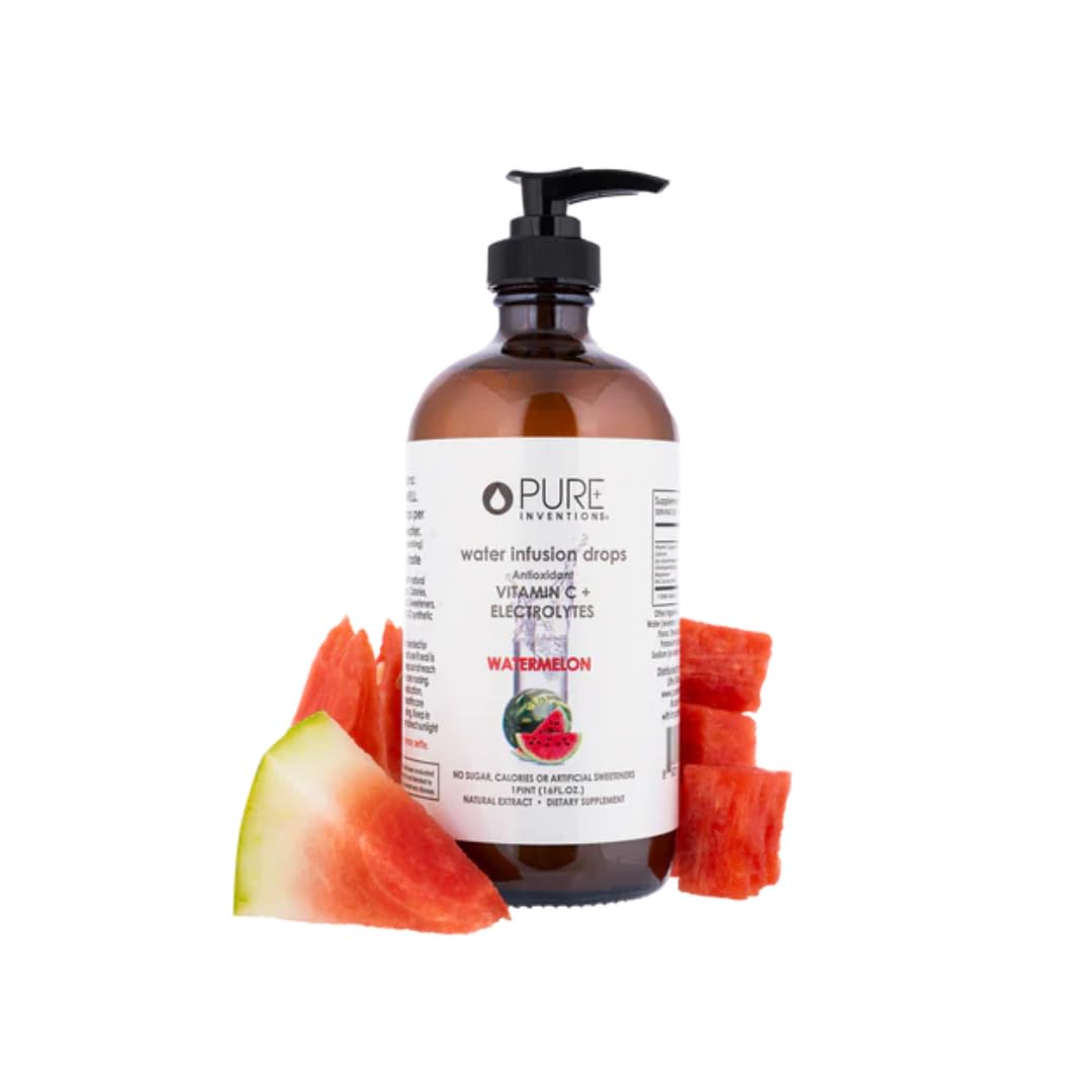 Pure Inventions - Water Enhancer Drops – Delicious, Refreshing Sugar-Free Electrolyte Drops, Antioxidant Vitamin C Support, Zero Calories, No Artificial Sweeteners, Watermelon 500 Servings