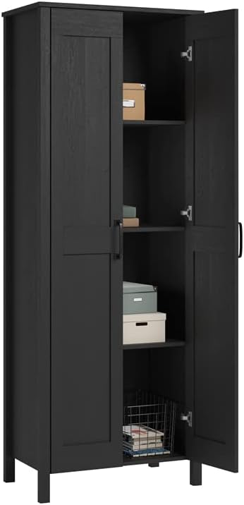 Vista 5 de Sauder Gabinete de almacenamiento de madera de ingeniería de 2 puertas en acabado de roble Raven