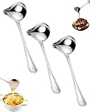 Thapncow 3 cucchiai per salse in acciaio inox, 20 cm, lavabili in lavastoviglie Argento,Mestolo per Salsa con Beccuccio Cucchiaio Saucier in Acciaio Inox, Cucchiaio Da Salsa Per Hotel, Casa, Ristorant