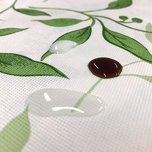 Nappe PVC imperméable verte 100x160 cm pour table rectangulaire motif feuilles - 5