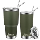20oz and 30oz Stainless Steel Tumblers with Straws, Bastwe Double Wall Vacuum Insulated Travel Mug,...