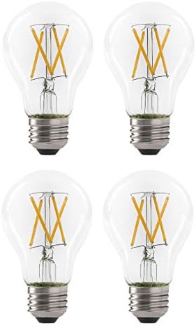 LED 7W A19 Filament Clear Light Bulb, 60W Equivalent, 800 Lumens, 2700K Soft White, Dimmable, E26 Medium Base, Energy Star Certified, 120V (4 Pack)